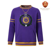 Omega Purple Stripe Crest Chenille Crewneck